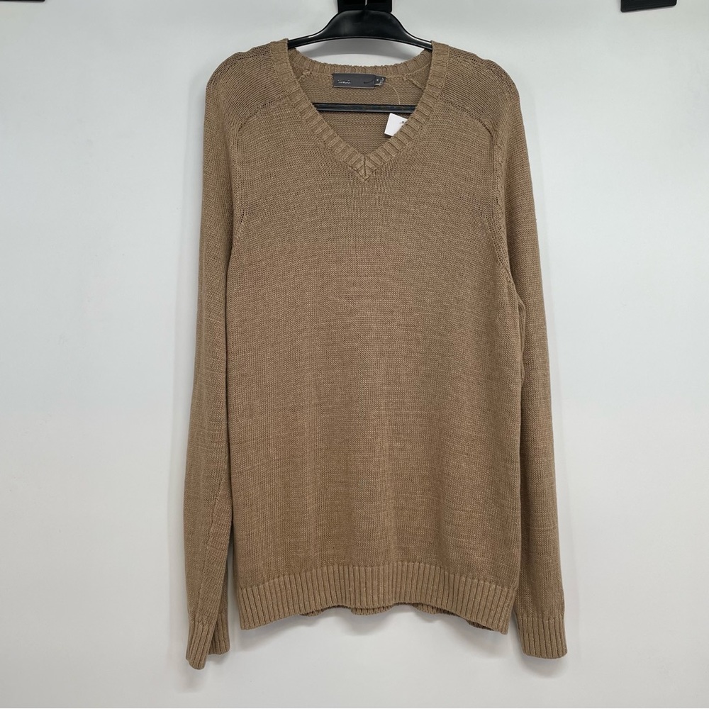 NWT Vince Men’s V Neck Sweater Size XL 100% Linen Brown $225 New